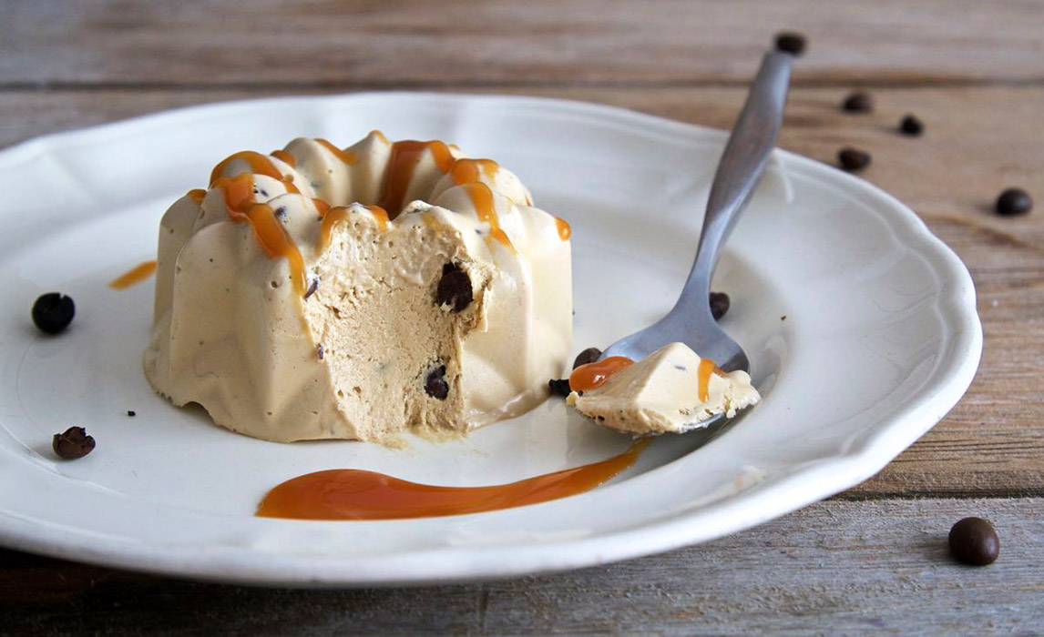 Coffee Mousse (With Chocolate Sprinkles and Caramel Sauce)
